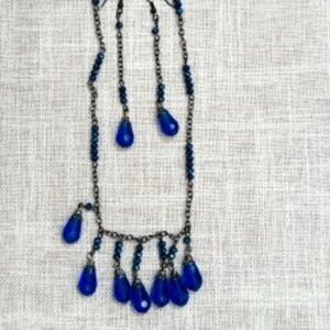 Handmade Blue Glass Teardrop Necklace & Earring Set Elegant & Unique 💙